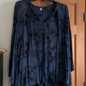 Free People blue/black blouse